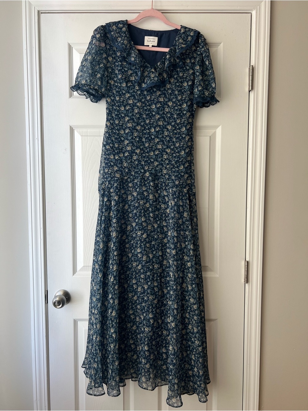 Bohme Devon navy blue floral maxi dress
